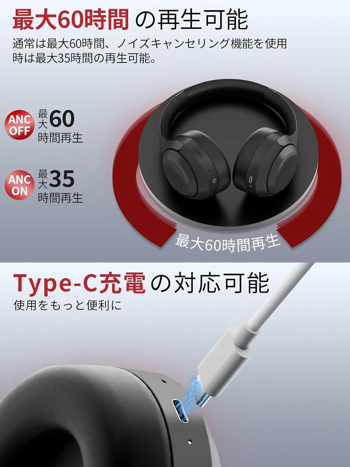 Earaku Soundquick Bluetooth Headphones, Noise Cancelling Earphones, Wireless Headphones, Bluetooth 5.4, Wireless, Dual-Use, 0.1 Inch (3.5 Mm) Connection, Protein Leather, Lightweight, Multi-Point image number 1