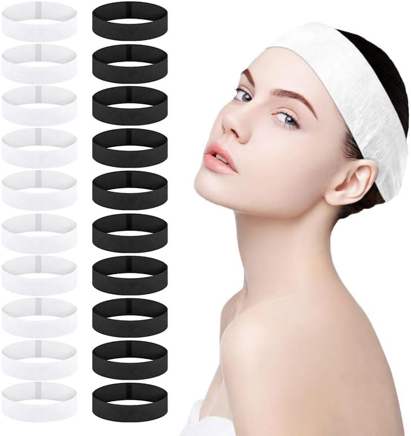 Disposable Headbands Elastic Soft Fleece Headbands for Skin Care Bath Massage Spa Beauty Supplies 20 Pieces image number 4