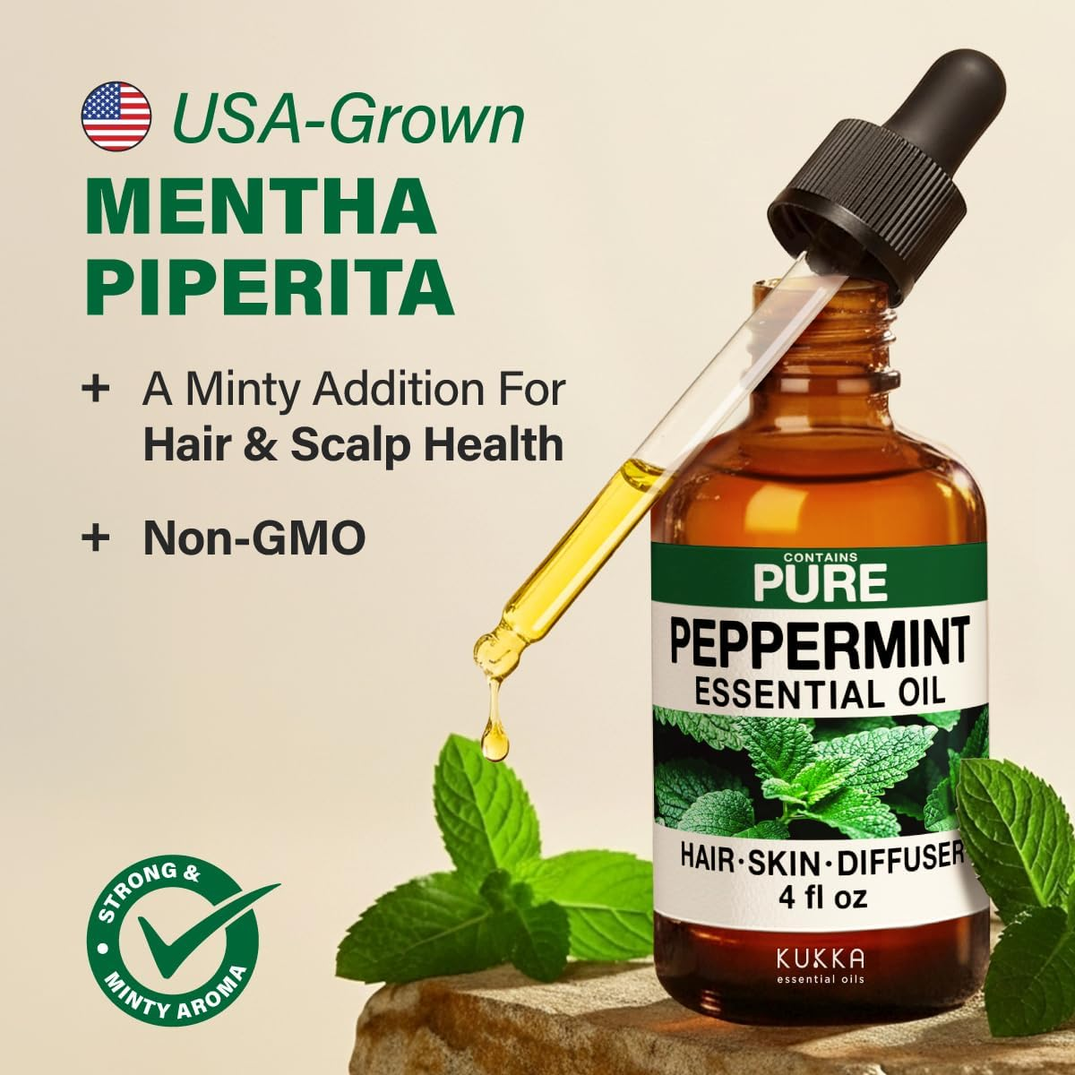 Kukka Peppermint Oil for Skin, Hair & Diffuser - 118Ml - 100% Pure Natural Peppermint Essential Oil Made from Mint Leaves for a Strong Refreshing & Cooling Experience for Wellness & DIY Soap Making image number 2