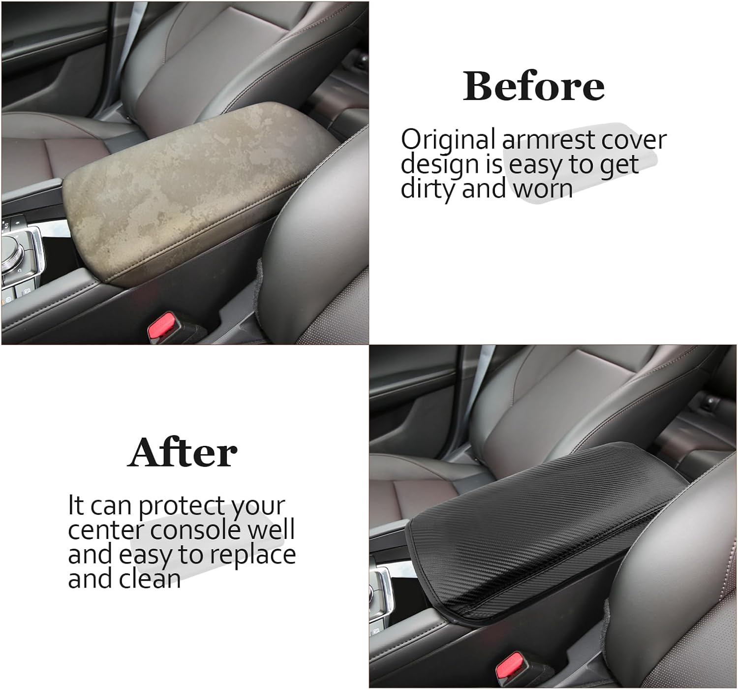 SKTU for 2019 2020 2021 2022 2023 2024 Mazda 3 Mazda3 Center Console Cover 2023 2024 Mazda3 Armrest Pad 2024 Mazda3 BP Seat Box Cover Automotive Car Center Console Soft Cushion (Carbon Fiber) image number 6