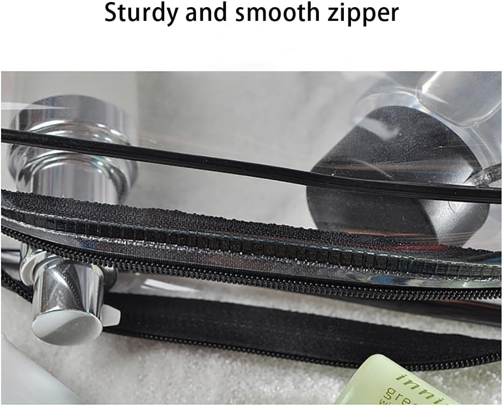 Nayiissi Clear Cosmetic Makeup Bag with Large Opening, Plastic PVC Zippered Travel Accessories Pouch Toiletry Bags for Women Men (Black), Black, with Clear Color, Everything Is Clear at a Glance image number 4