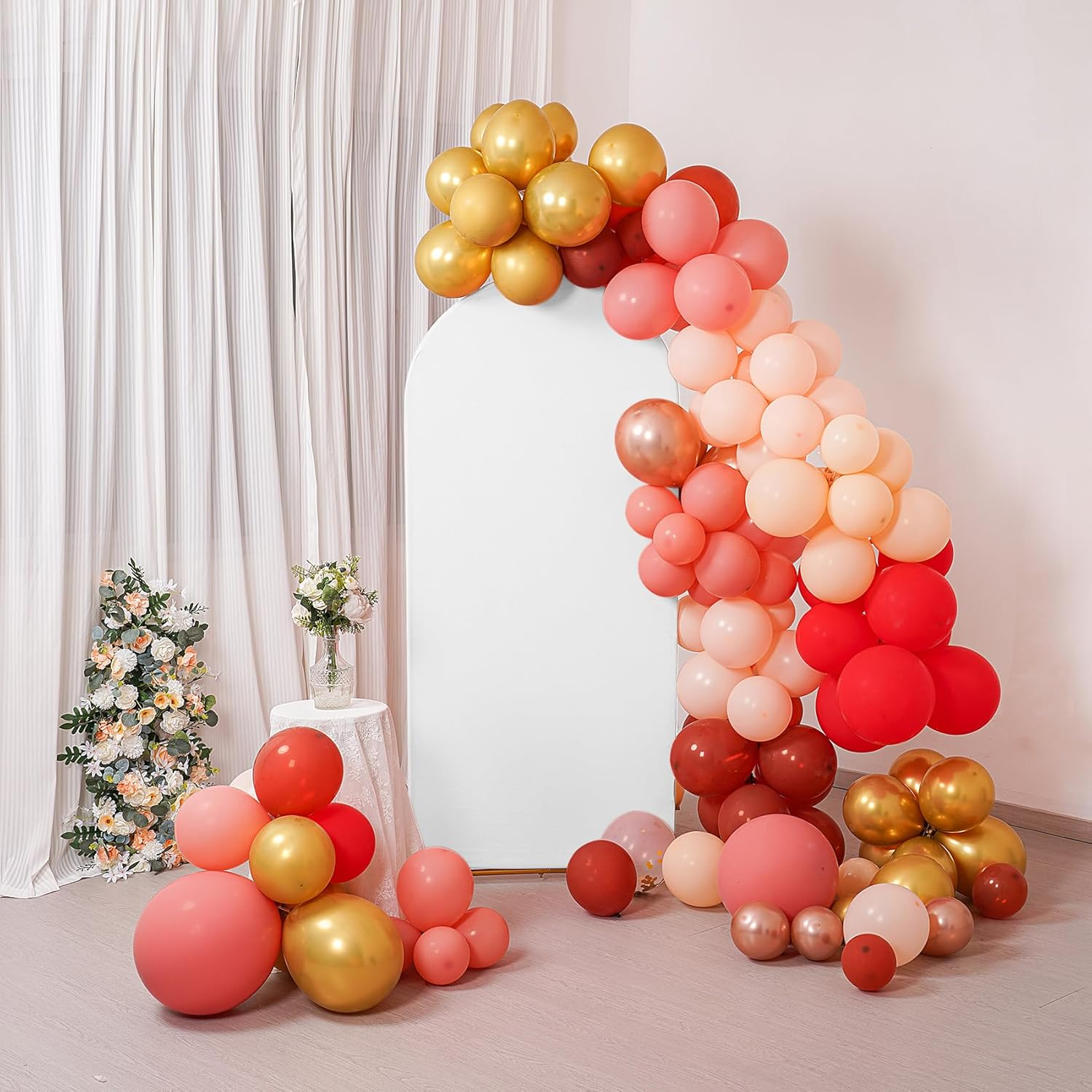 Peomeise 6.6FT Wedding Arch Cover，White Arch Backdrop Cover Stretchy Spandex Backdrop Stand Covers for Birthday Party Ceremony Banquet Decor(79.2" L X 39.6" W)