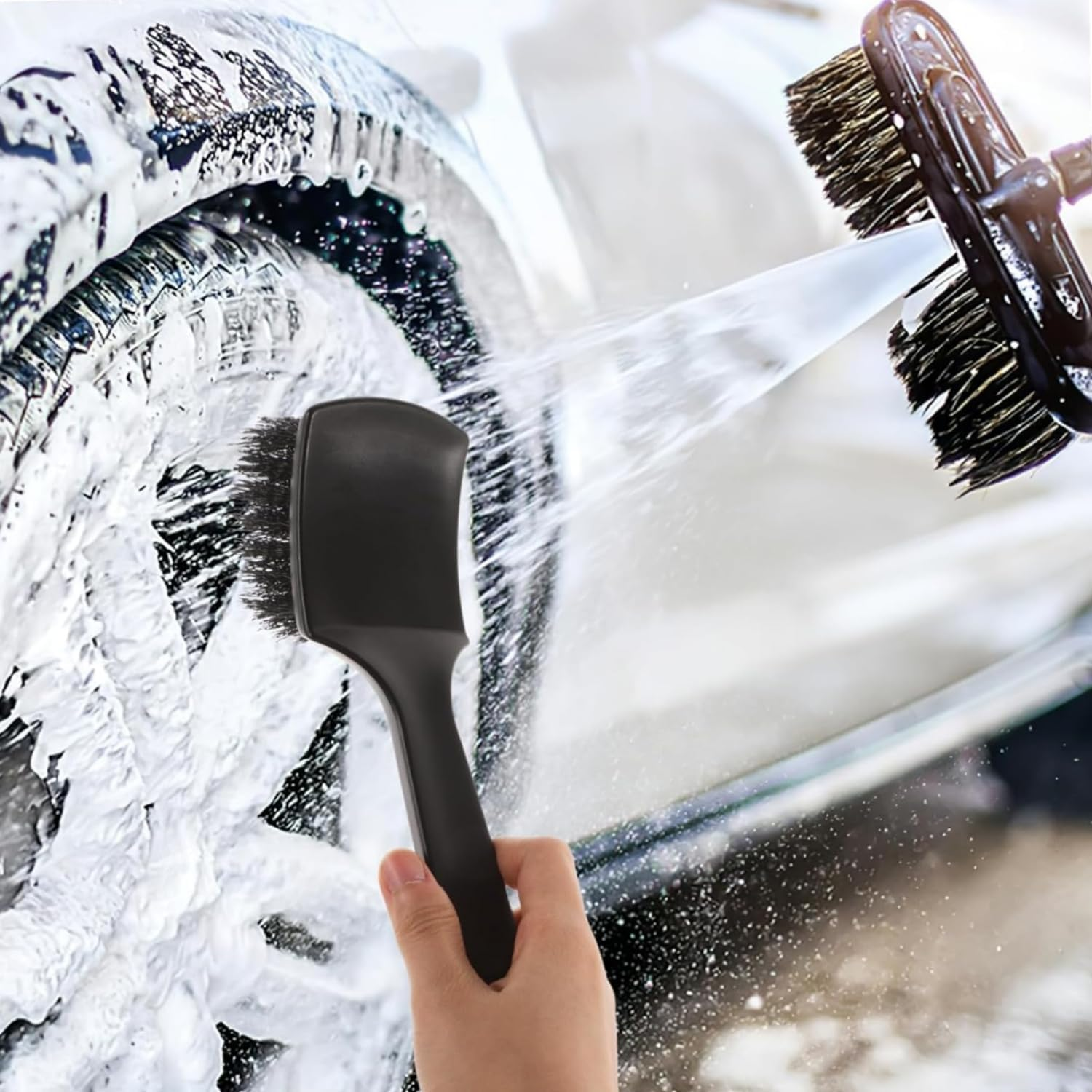 Automotive Cleaning Brush - Tire Brush, Wheel Cleaner, Car Carpet Brush, and Rim Brush for Exterior Washing image number 5