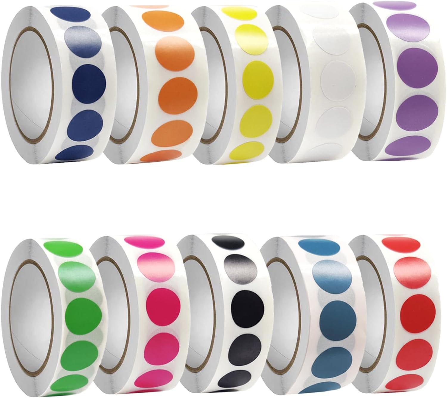 VANRA 10000 PCS Colored Dot Stickers 3/4 Inch Removable Color Coding Labels Set round Color Coded Dots Circle Stickers Bulk 10 Colors for Student, Office (10 Rolls) image number 2