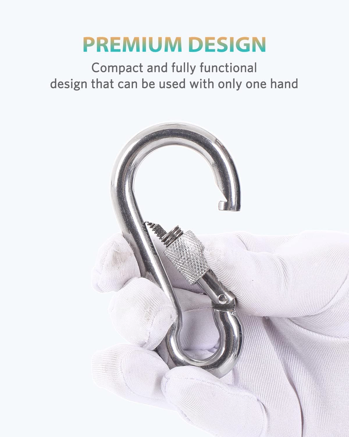 Carabiner Clips, 316 Stainless Steel Carabiner Clip, Heavy Duty Carabiner Hooks, Keychain Carabiners, Multi-Purpose Spring Snap Hook for Dog Leash, Outdoor Camping, Swing, Hammock image number 3
