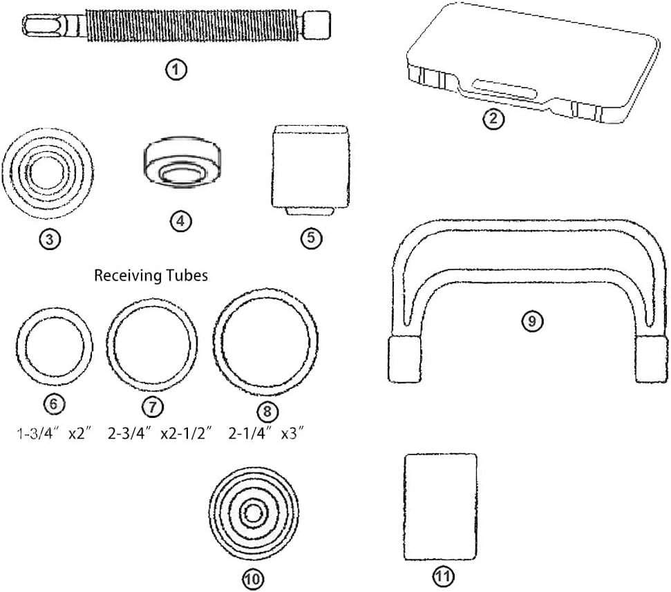 10PCS Ball Joint Press Service Kit Remover Installer Adaptor Set for 4X4 Vehicles, Garage Tool with Carrying Case for Most Cars and Light Trucks image number 5