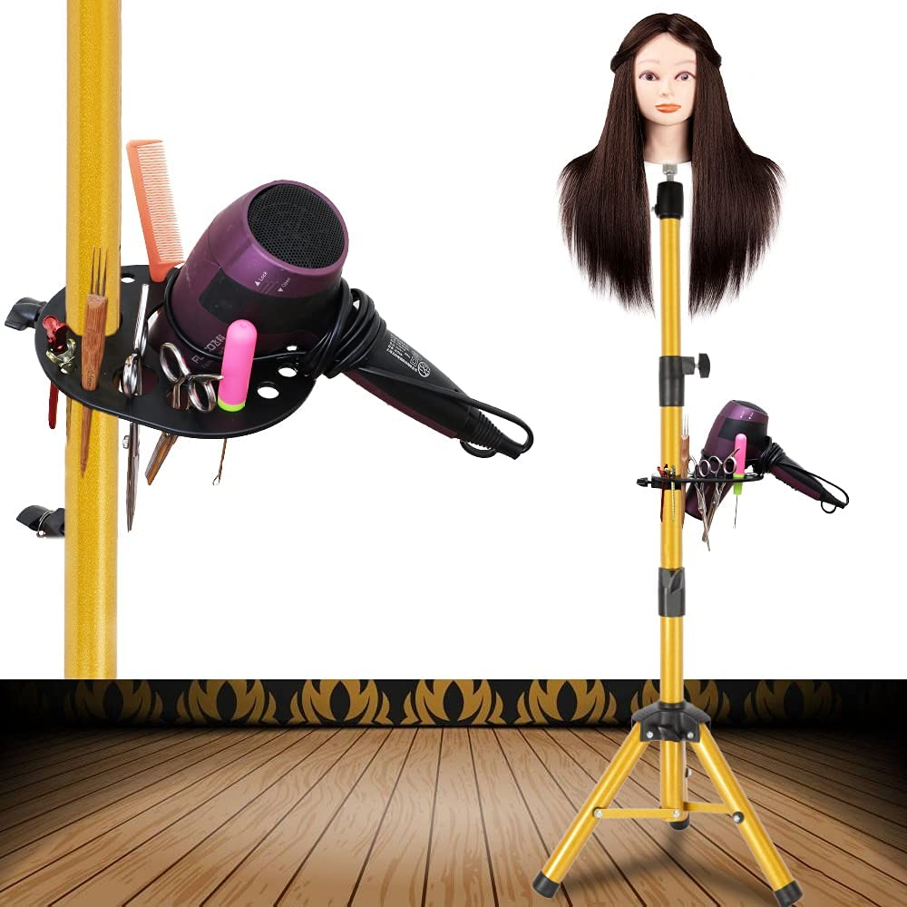 55 Inch Wig Stand Tripod - Adjustable Mannequin Head Stand Tripod Stainless Steel Wig Tripod Stand Wig Head Stand Tripod with Tool Tray (Mannequin Head Not Included)