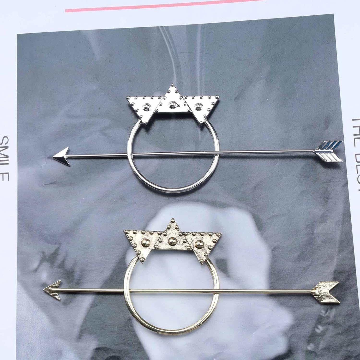 Yheakne Antique Arrow Circle Hair Clip Geometric Hair Clip Holder Pin Vintage Hair Clip Bun Holder Alloy Hair Clip Metal Decorative Hair Accessories for Women and Girls (Silver) image number 4