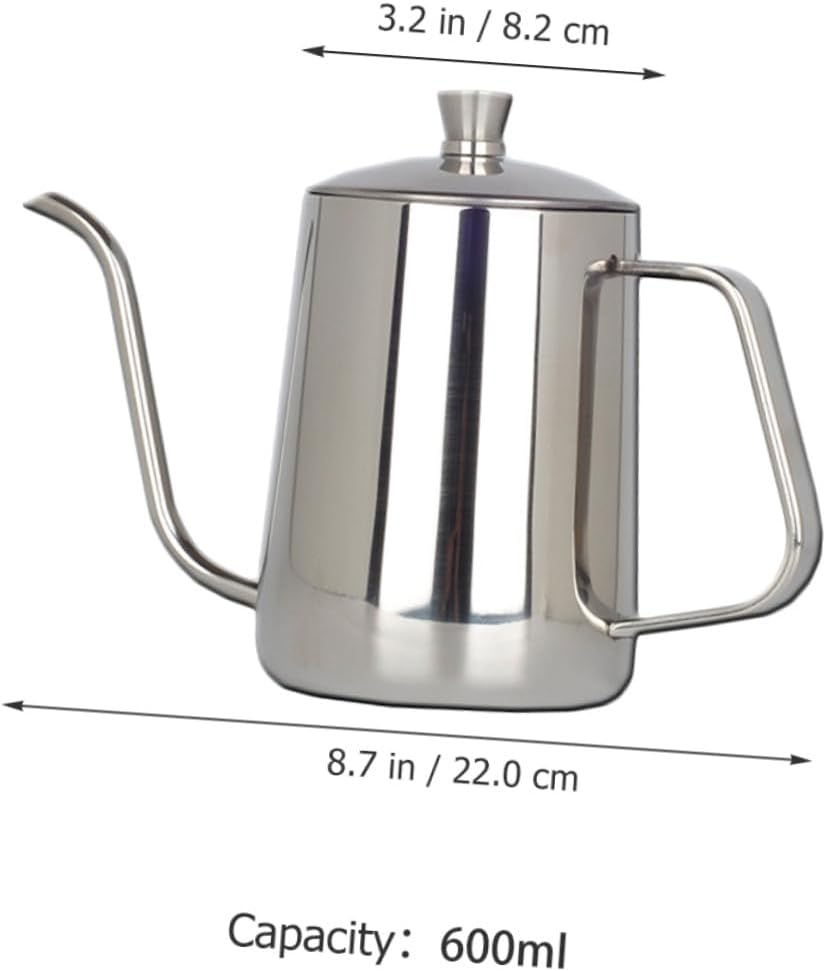 ROMISBABA Stainless Steel Coffee Kettle with Long Spout Heat-Resistant Metal Gooseneck Kettle for Induction and Gas Stove Multi-Use Tea and Coffee Pot for Office Home and Camping image number 3