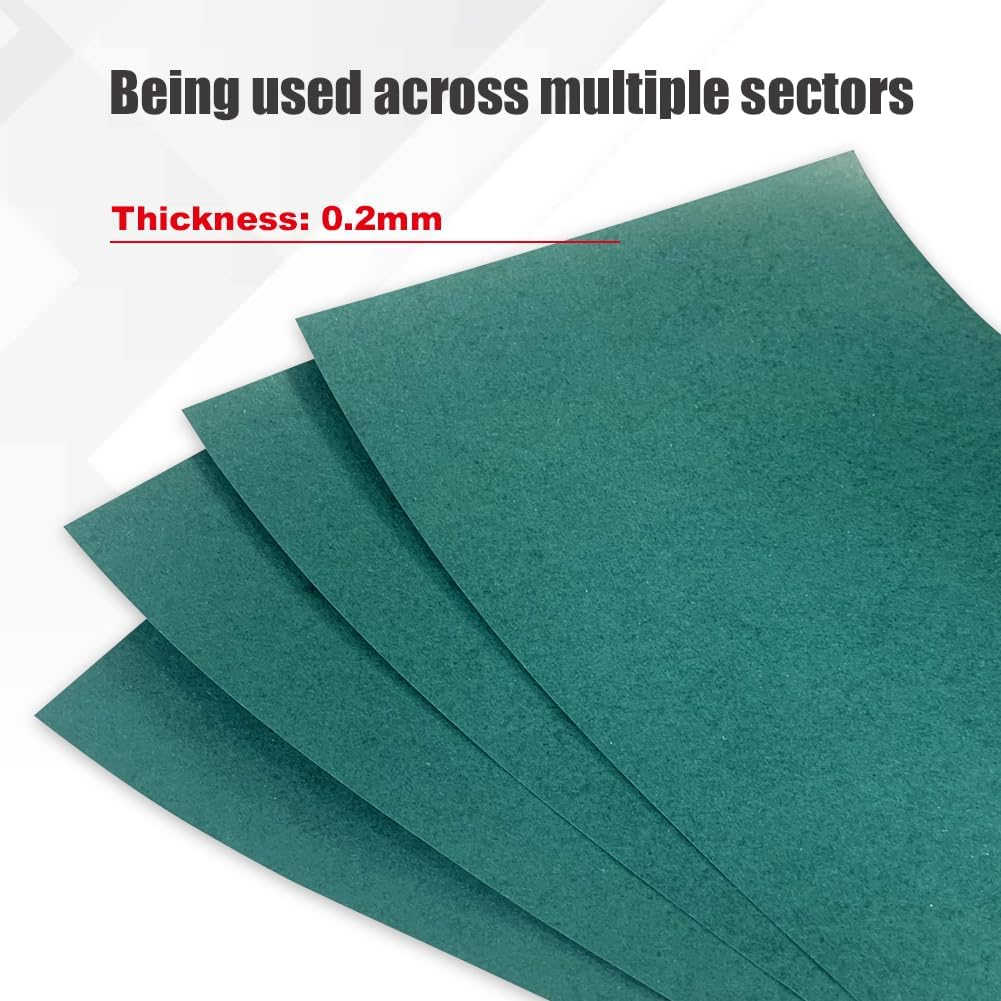Electrical Insulating Fish Paper 200Mm(7.9In) Width, 5M(16.4Ft) Length, 0.2Mm Thickness, Green Insulator Gasket for Electrical Protection, Wear & Tear Resistant