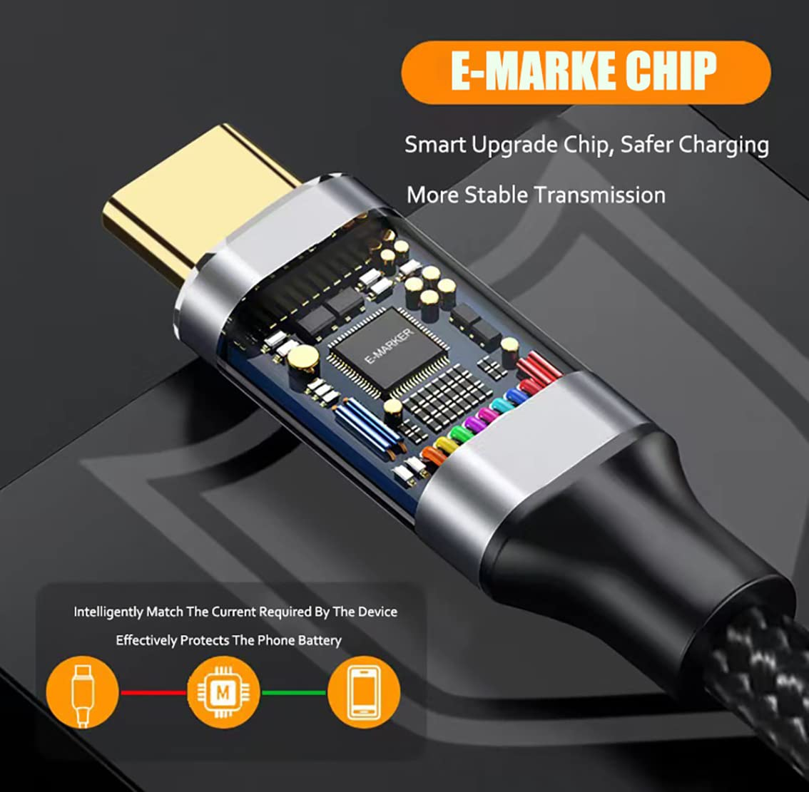 Tunghey 180 Degree U Shape USB C to USB C 3.1 Gen 2 Cable 10Gbps Data Transfer, 4K Video Output Monitor Cable 100W PD Fast Charging, for 15Pro/15Promax/15/15Plus, Ma-Cbook (1.5M) - 0.5M image number 6