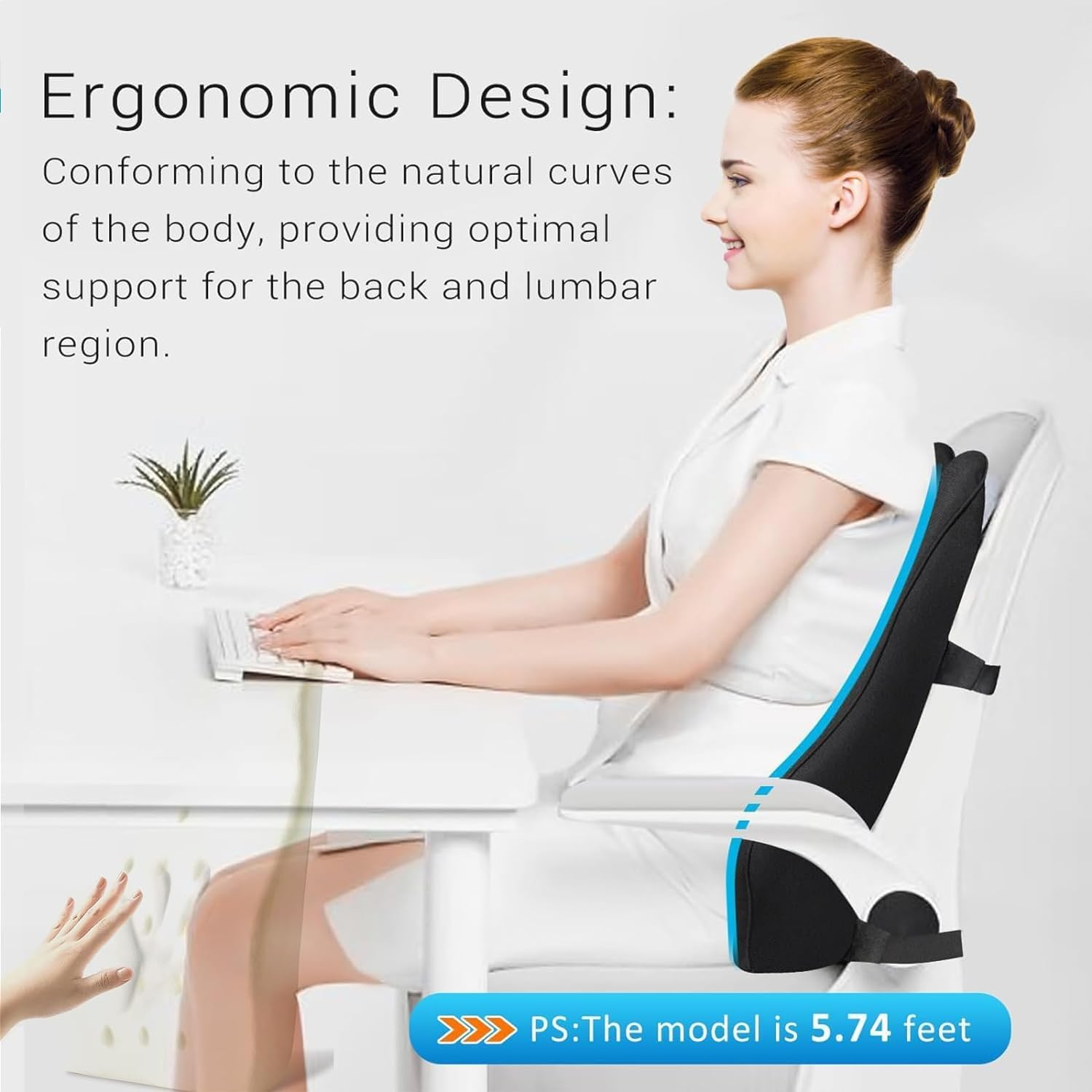Lumbar Support Pillow for Office Chair Back Support Pillow for Car, Computer, Gaming Chair, Recliner Memory Foam Back Cushion for Back Pain Relief Improve Posture