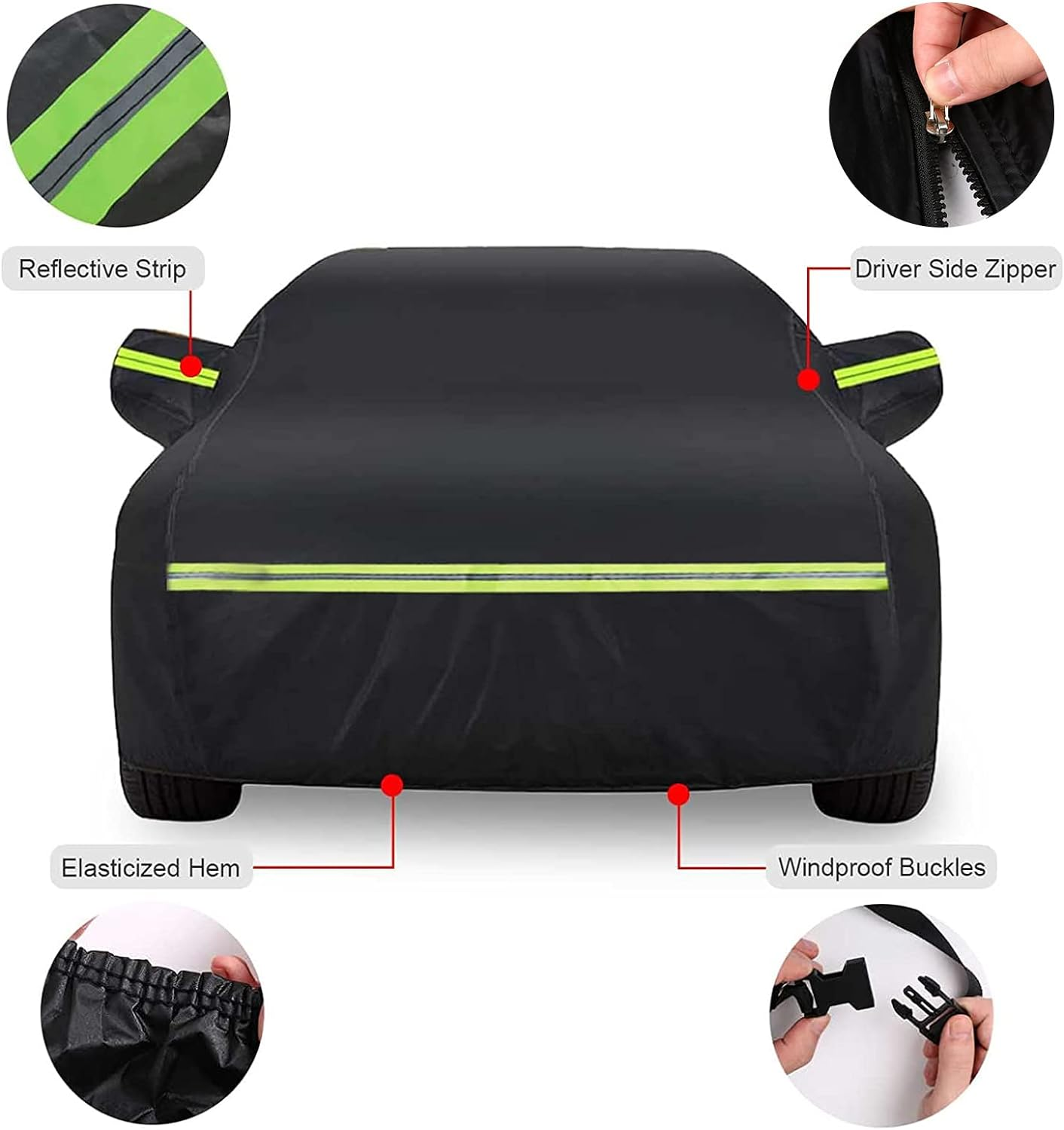 Waterproof Car Cover Replacement for 2011-2025 Hyundai Veloster, 6 Layers All Weather Car Cover with Zipper Door & Windproof Bands for Snow Rain Dust Hail Protection