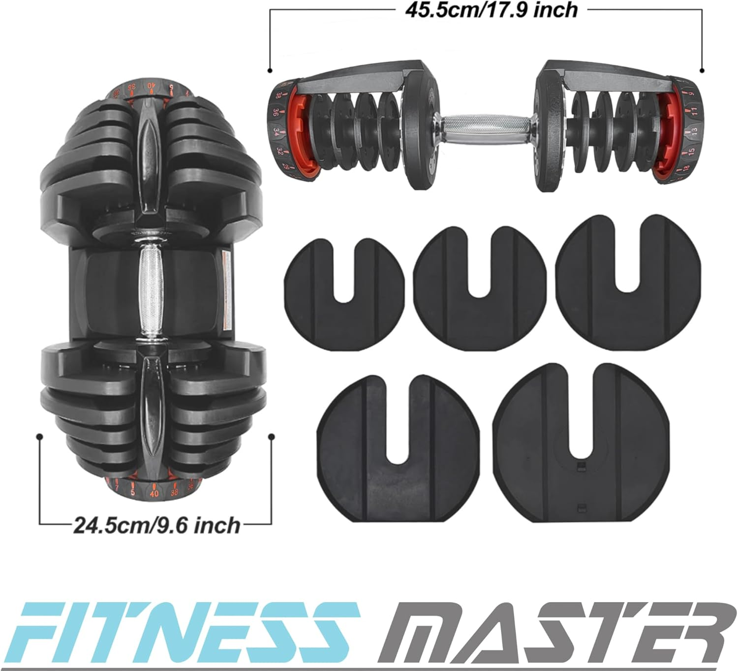 Fitness Master 2X40Kg Adjustable Dumbbell Set Home GYM Exercise Equipment Weight image number 1