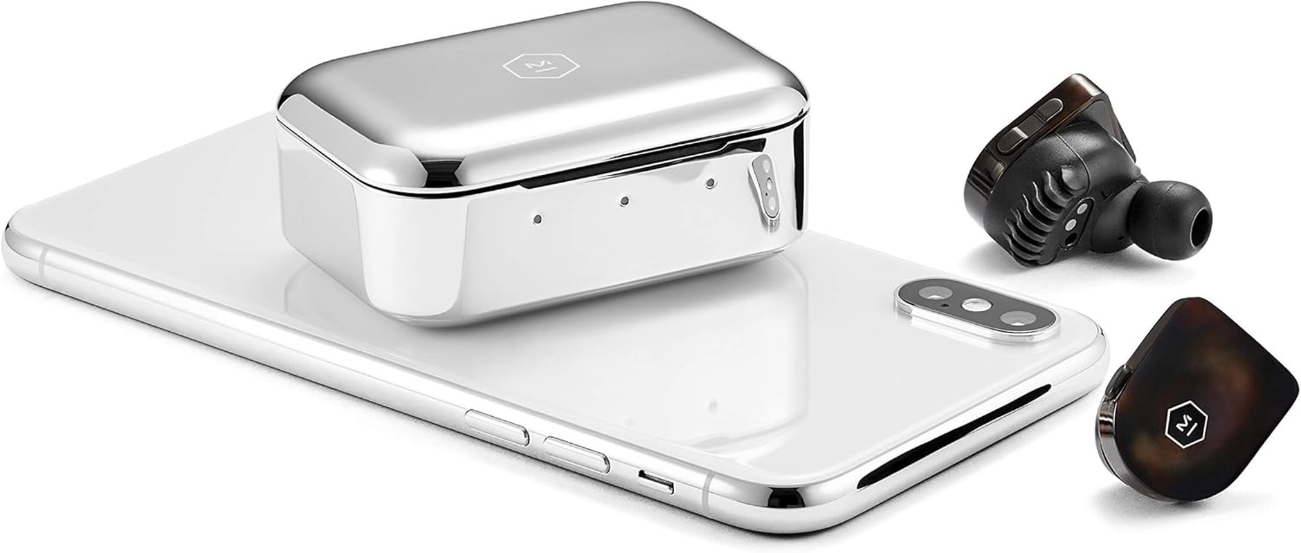 Master & Dynamic MW07 True Wireless In-Ear Earphones, with Stainless Steel Charging Case, Tortoise Shell - Grey Terrazzo image number 4