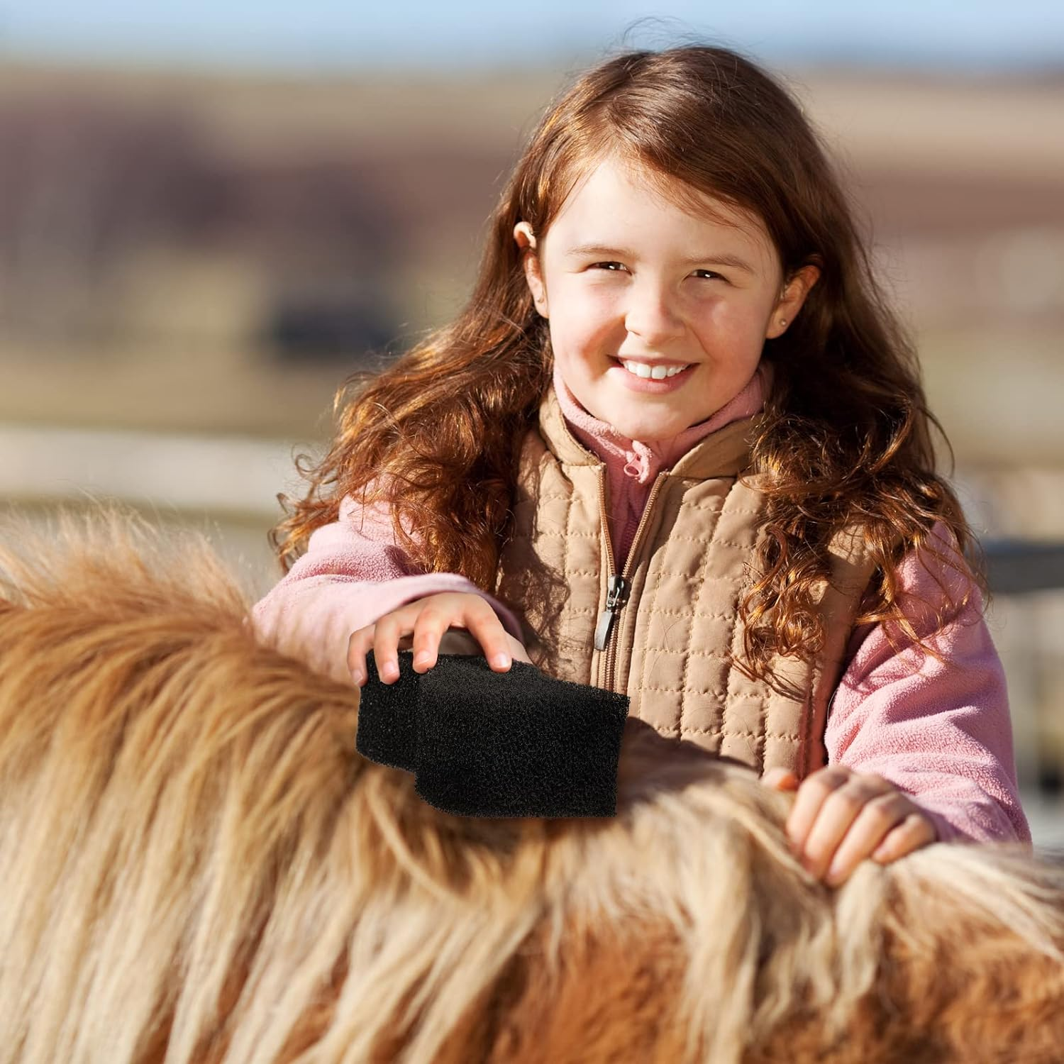 Eaasty 3 Pcs Horse Groomer Sponge Scrubber Massager Horse Grooming Brush Kit Supplies Large Soft Care for Cleaning Washing Bathing, Black, 4.33 X 7.87 X 2.56 Inch image number 2