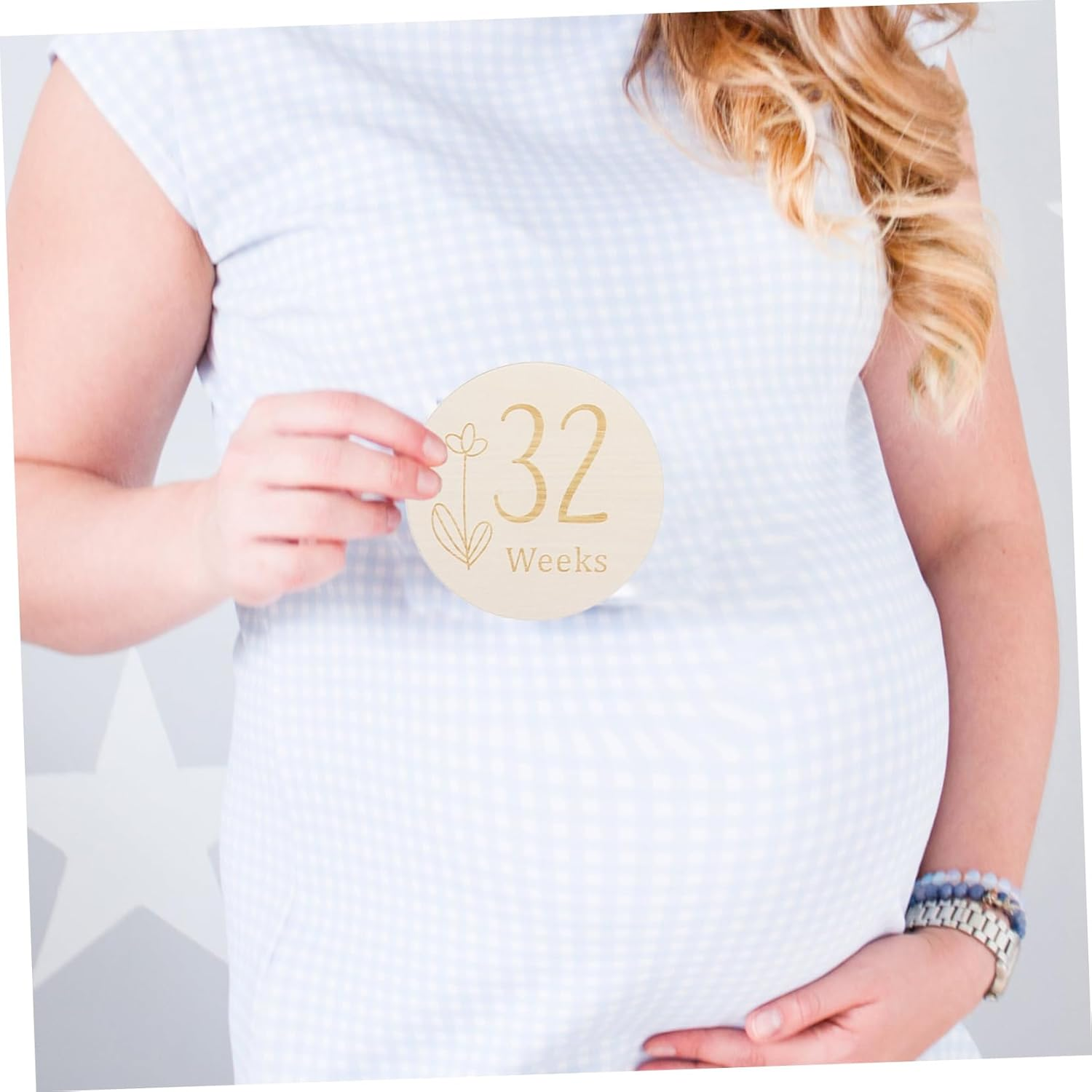 GALPADA Wooden Pregnancy Milestone Discs Set 11Pcs Double-Sided Baby Weekly Milestone Signs for Newborn Photo Props for Tracking Growth during Pregnancy Journey image number 3
