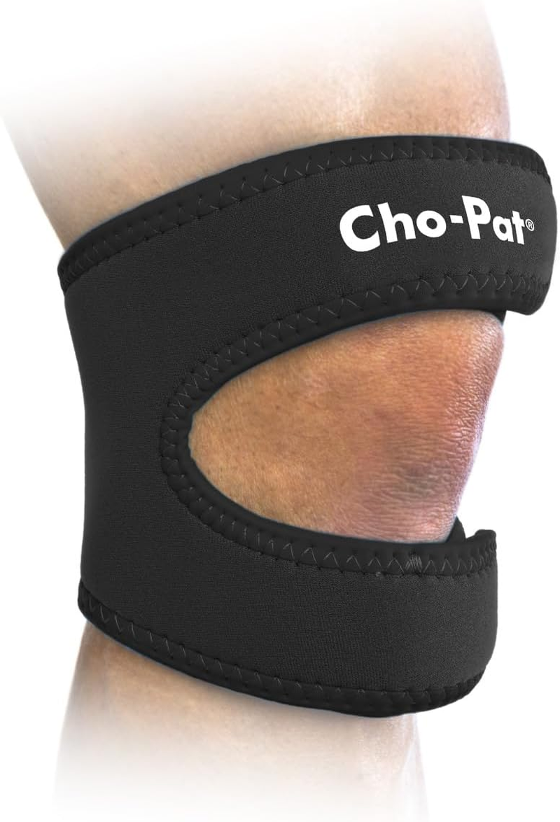 Cho-Pat Dual Action Knee Strap &ndash; Provides Full Mobility & Pain Relief for Weakened Knees &ndash; Black (Medium, 14&rdquo;-16&rdquo;)