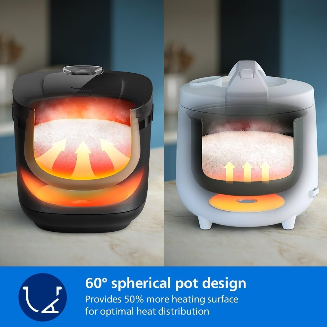 Philips 5000 Series Digital Rice Cooker &ndash; 1.8L, Fluffy Rice for 48 Hours, Freshdefense Technology, Binchotan Coating, 18 Cooking Menus, Smart 3D Heating, Stainless Steel (HD4814/31) image number 5