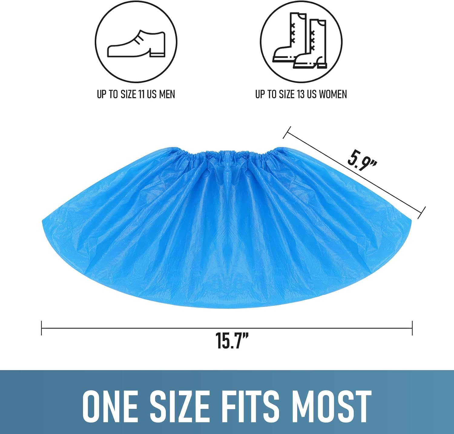 Buself Shoe Covers Disposable Non Slip for Indoors 100 Pack(50 Pairs) Recyclable Shoe Booties Waterproof Shoe & Boot Covers Durable Shoe Protectors Covers One Size Fits Most Blue image number 4