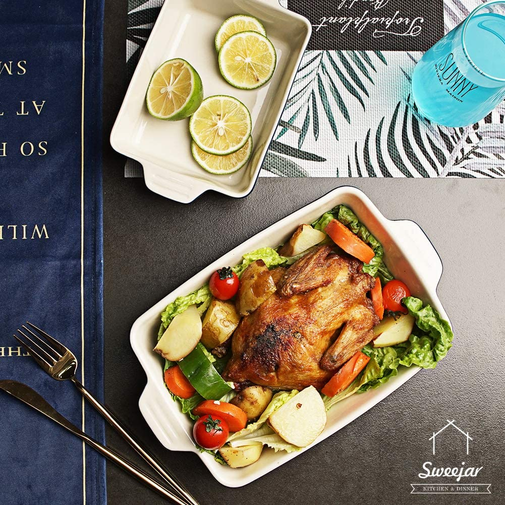 Sweejar Ceramic Bakeware Set, Rectangular Baking Dish for Oven Lasagna Pans for Cooking, Kitchen, Cake Dinner, Banquet and Daily Use, 11.8 X 7.8 X 2.75 Inches of Baking Pans (Red) image number 1