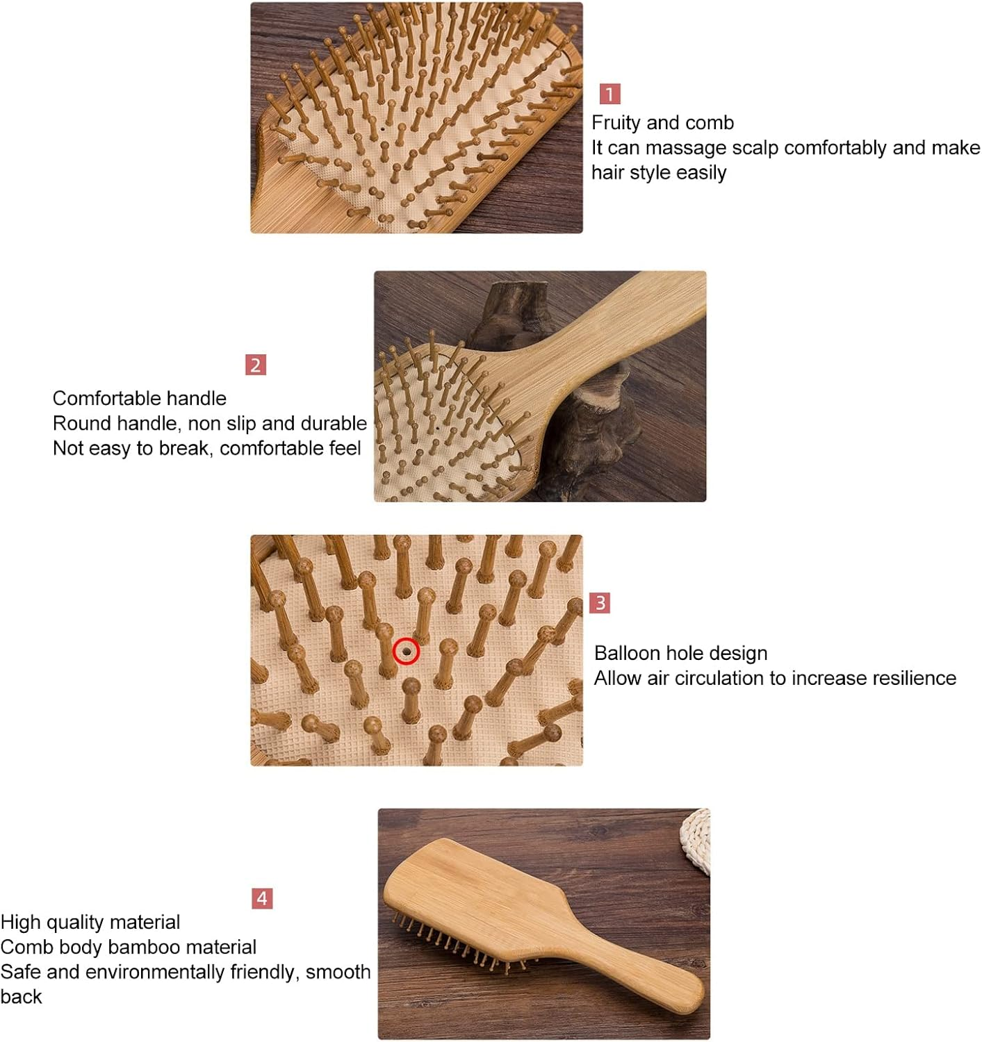 Hair Brush Comb Set, Detangling Hair Hair Brush Set Environmentally Friendly for Barber Shop image number 1