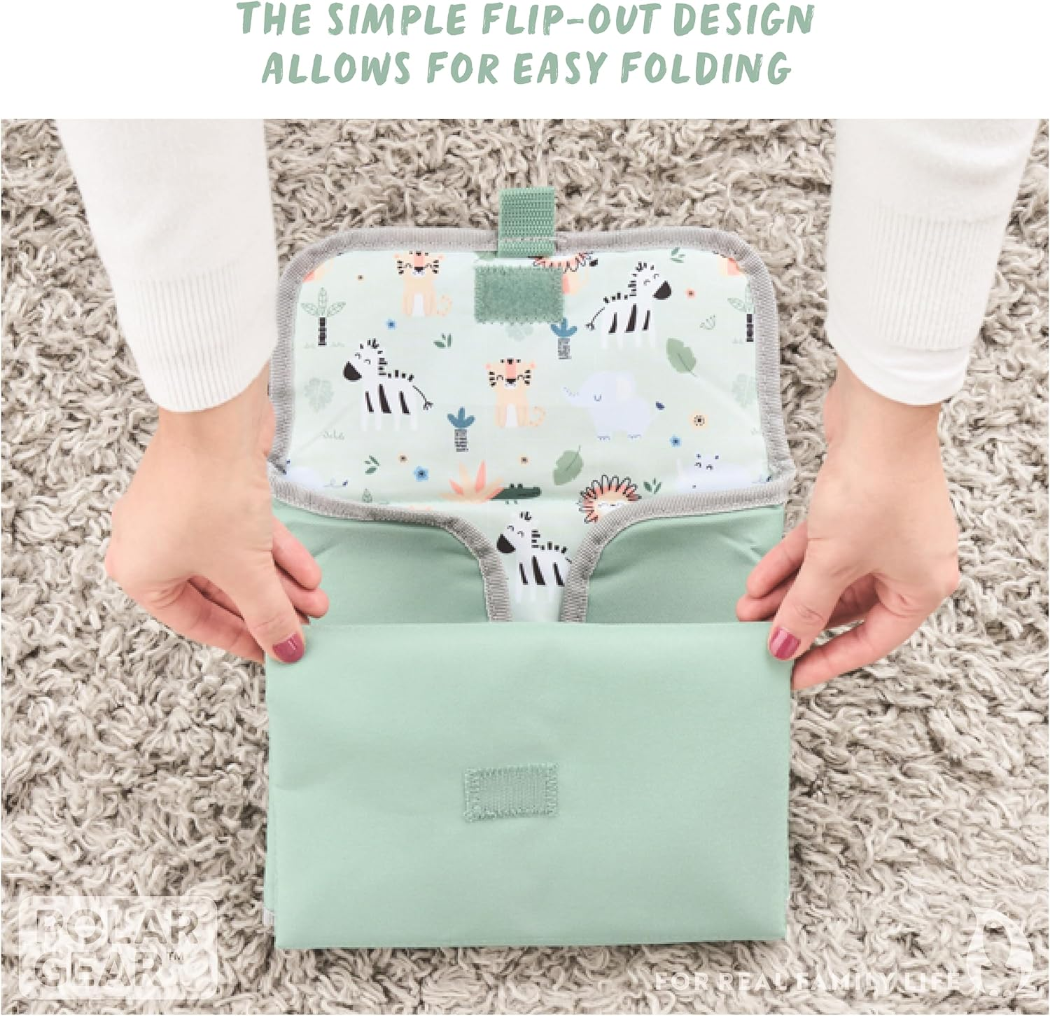 Polar Gear Baby Changing Mat &ndash; Wipe-Clean Changing Mat for Newborns &ndash; Travel Changing Mat with Pocket &ndash; Padded, Foldable Changing Matt Baby &ndash; Safari - Artic Animals image number 4