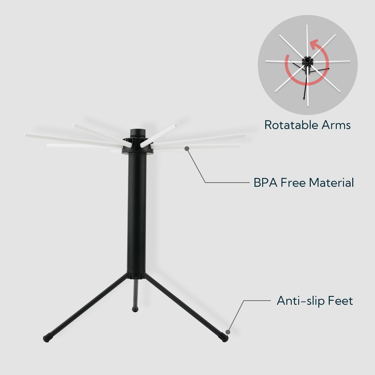 KITCHENDAO Collapsible Pasta Drying Rack, Easy Storage, Quick Set Up, Foldable Pasta Dryer Rack, Fresh Spaghetti Noodle Tree Stand Hanger, Detachable for Easy Cleaning, Rotatable Arms, Hold up to 5Lbs image number 4