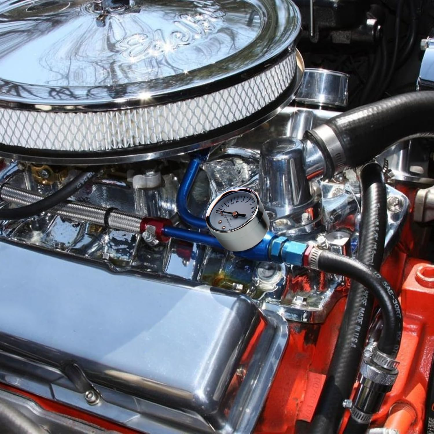 Fuel Pressure Gauge 0-15 Psi with Stainless Steel Case 1-1/2" White Dial 1/8" NPT Back Mount image number 3