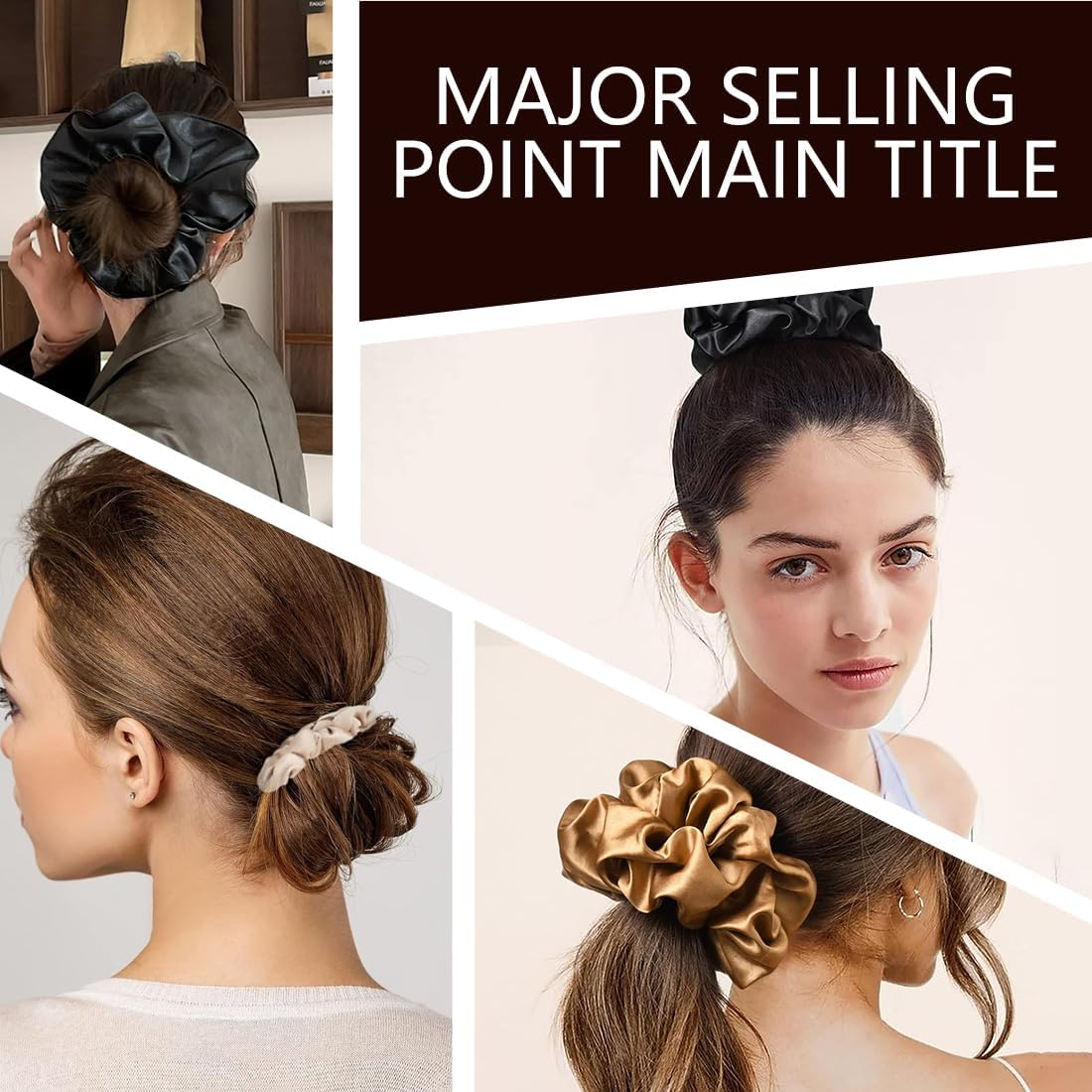 ZORVYN Set of 18 Silk Satin Fabric Hair Scrunchies - 6 Colors &times; 3 Sizes - Colorful Soft Elastic Ponytail Holder Scrunchies for Women Girls image number 5