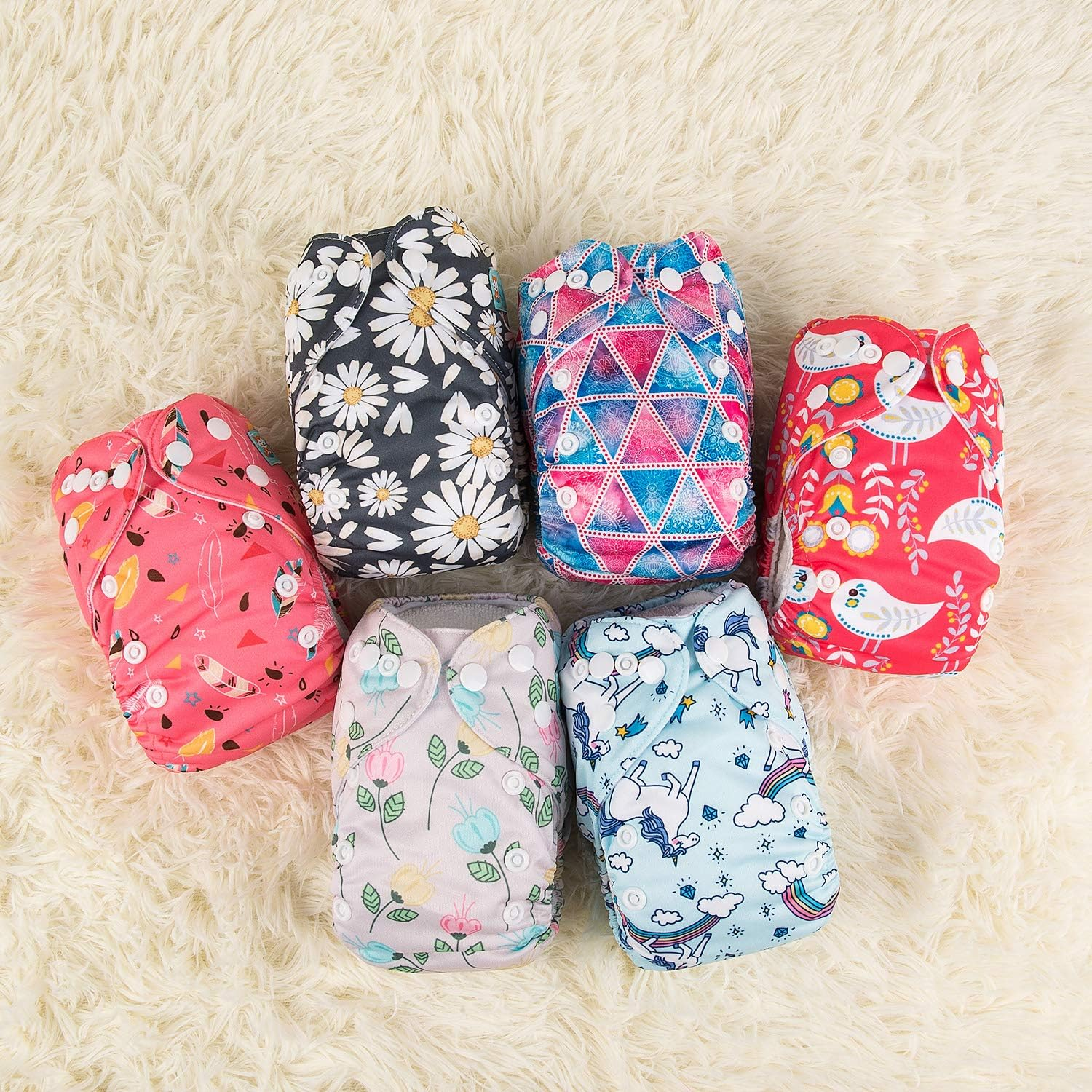 ALVABABY Pocket Newborn for Less than 12Pounds Baby Snaps Cloth Diapers Nappy 6Pcs with 12 Inserts 6SVB09-AU image number 4