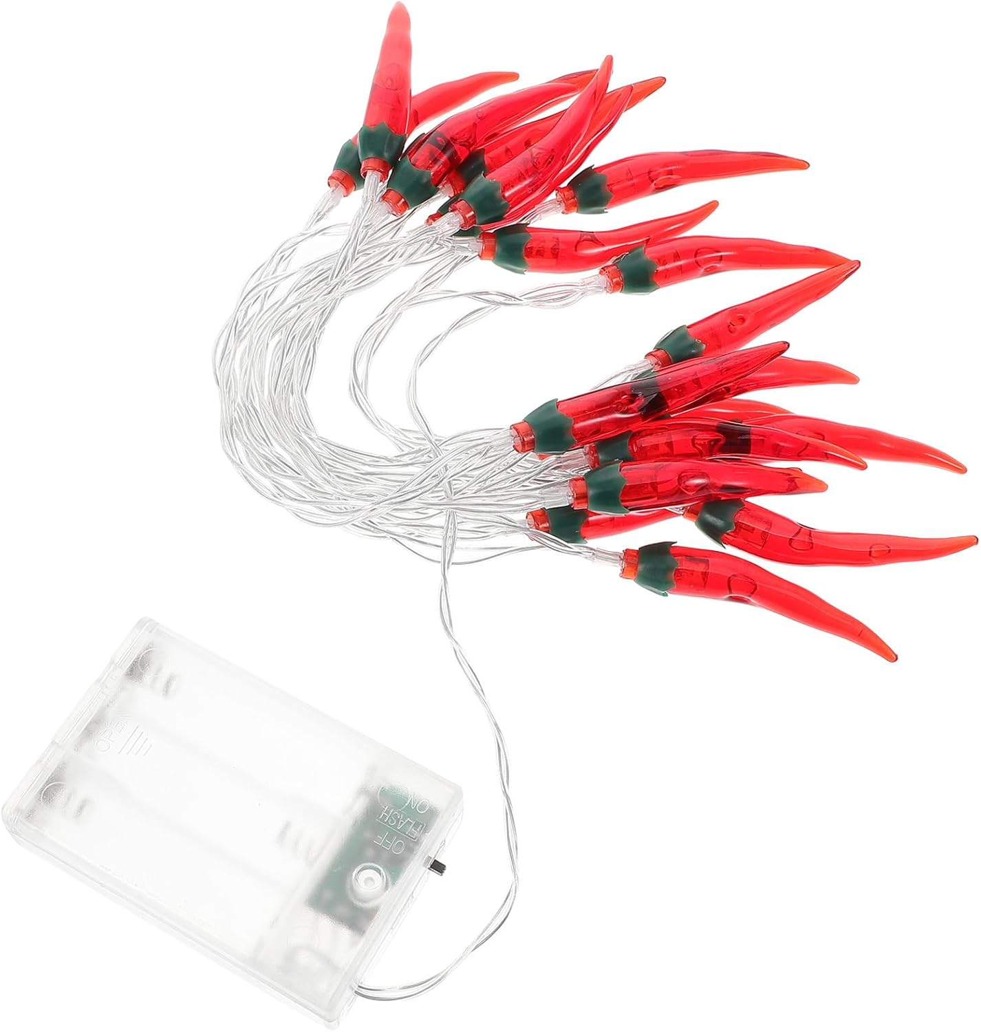 Tofficu 20 Led Chili Pepper String Lights, Battery-Powered Decorative Lighting for Indoor & Outdoor, Patio, Garden, Christmas, and Party Decorations, Red (Batteries Not Included) image number 2