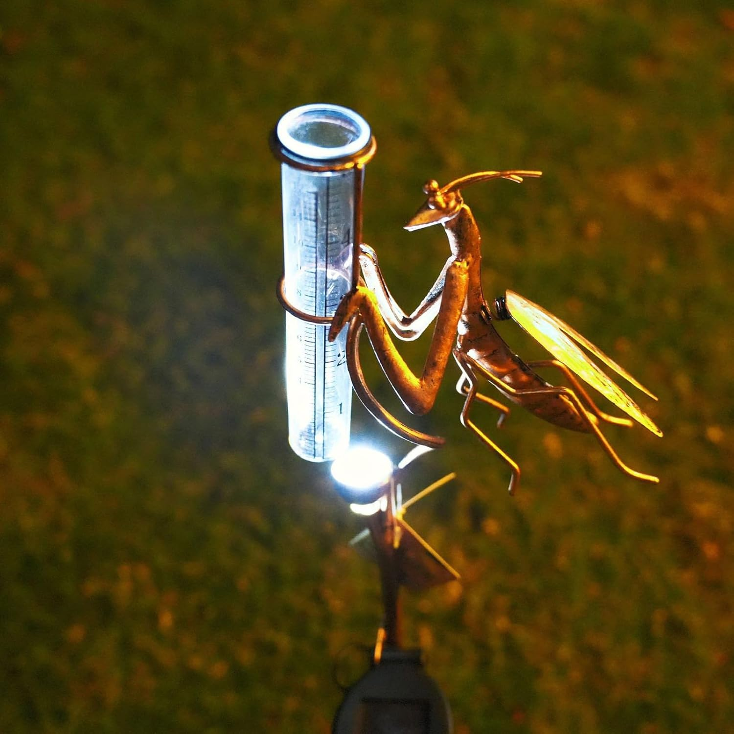Weather Gauges | Solar Powered Lighted Rain Gauge | Multi-Functional Rain Measure Gauge, Decorative for Pathways, Patio