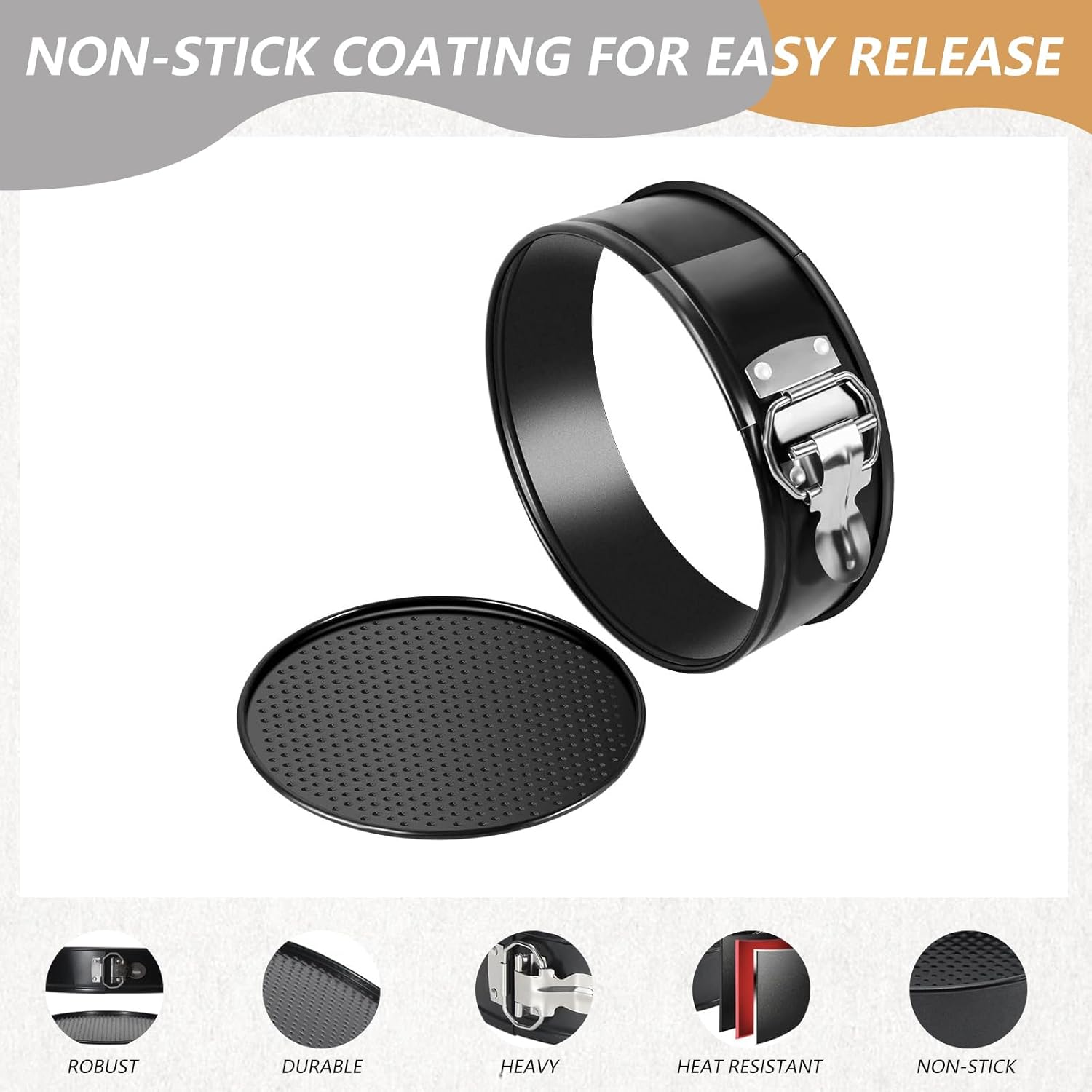 JZS round Cake Pan, (1 Pcs) Spring Form Pan Pie Mold Bakeware Non Stick, 24 Cm