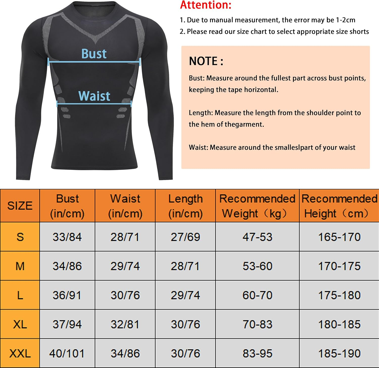 Men'S Compression Shirt Athletic Sports Long Sleeve Baselayer Quick-Drying Breathable Running Shirt for Fitness