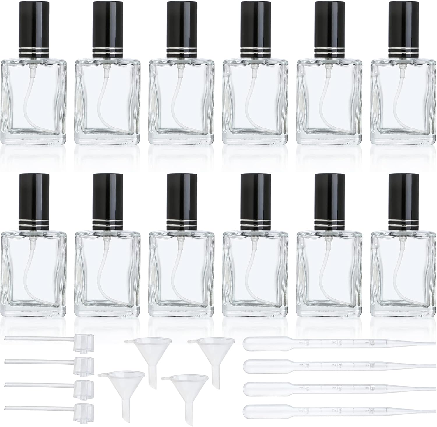 YU FENG 12Pcs Clear Refillable Perfume Bottle 15Ml Portable Square Empty Glass Perfume Atomizer Bottle for Travel image number 3