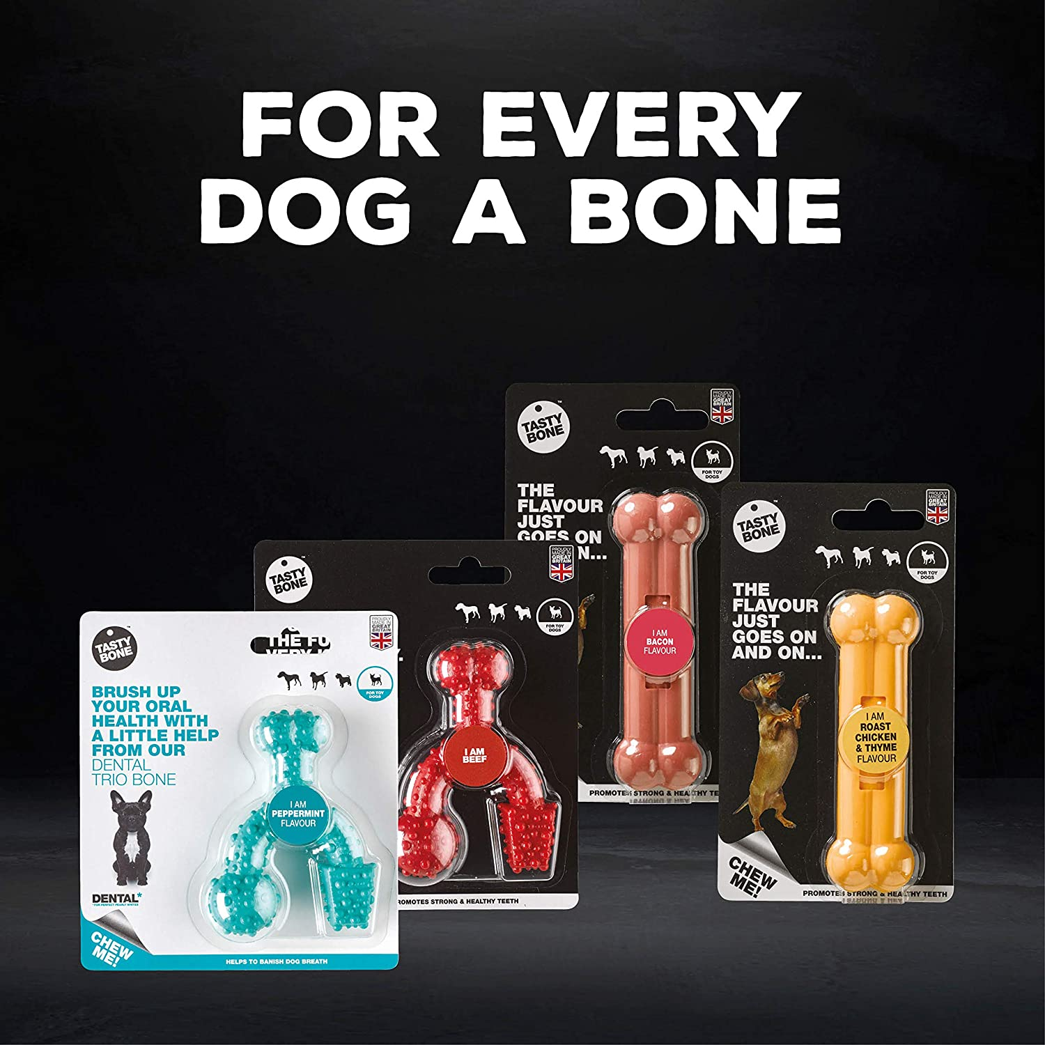 Tasty Bone Nylon Peanut Butter Trio Chew Dog Toy Extra Small