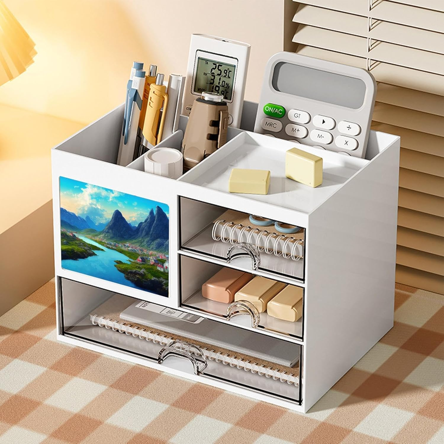 Desk Organizer - Office Stationary Organizer, Desk Supplies Holder | Multifunction Desk Organizer, Table Storage Box, Pencil Holder Organizer image number 1