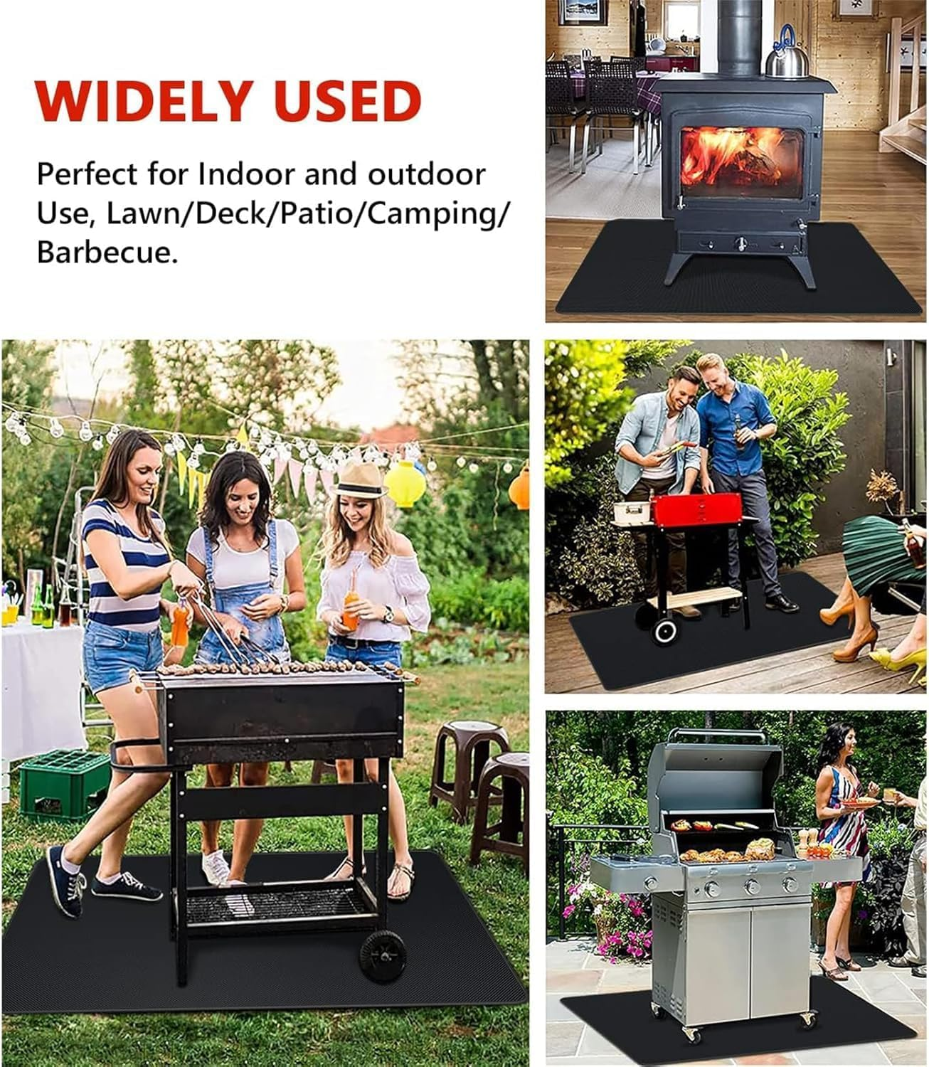 METOY 60 X 40 Inch under Grill Mats for Outdoor Grill, Double-Sided Fireproof Deck and Patio Protector Mat, BBQ Mat for under BBQ, Waterproof Oil-Proof Grill Floor Pads Fire Pit Mat Fireplace Mat image number 4