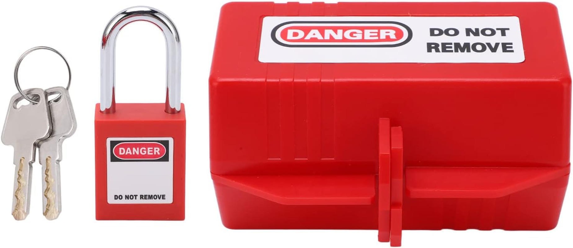 Plug Lockout Tagout Set, Professional Impact Proof Plug Lockout Device High Temp Resistant Rustproof for Home Industry Chemistry for Air Conditioner TV (Medium Lock Box + 38Mm Padlock)