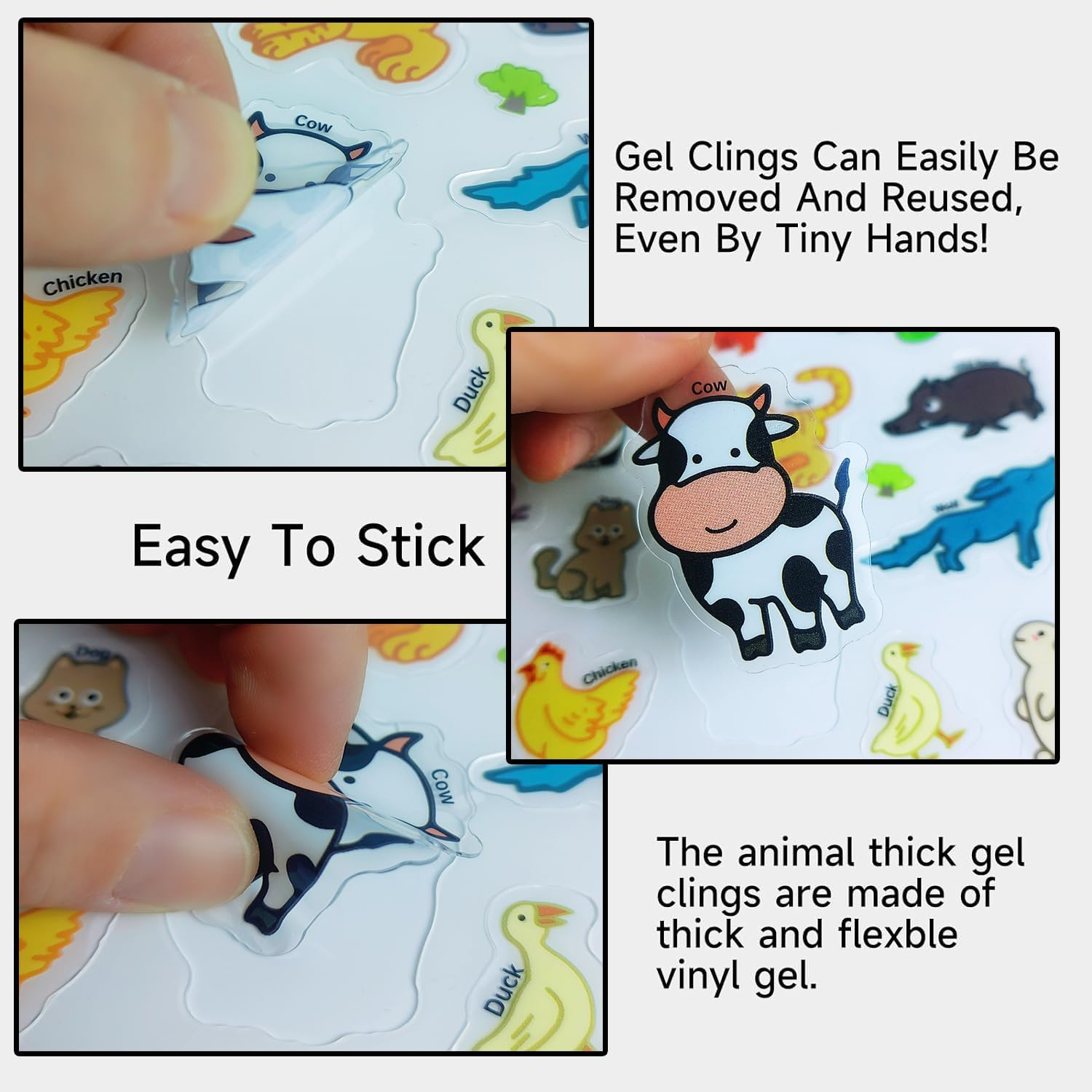 34Pcs Window Clings Stickers,Jungle Animals Gel Clings Decals for Kids Toddlers and Adults Classroom (Animal) image number 4