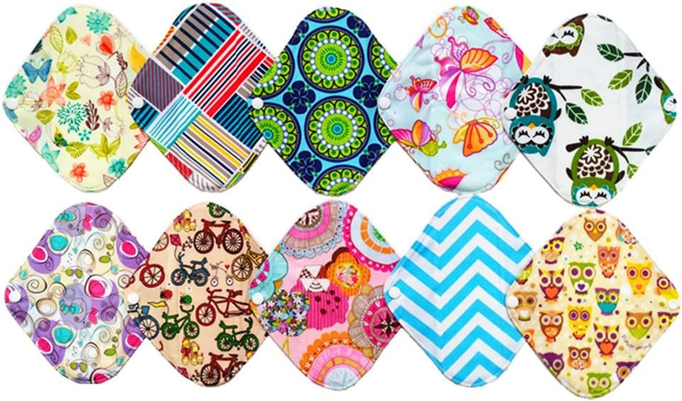 10 Pieces 8 Inch Light Bamboo Mama Cloth/ Menstrual Pads/ Reusable Sanitary Pads Panty Liner image number 3