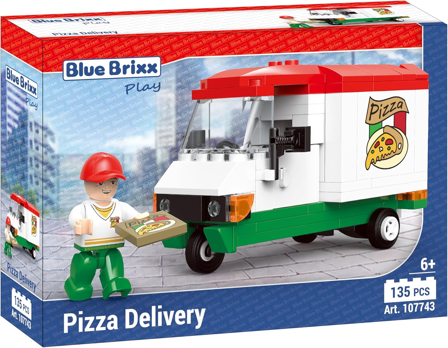 Bluebrixx Play 107743 Pizza Delivery Made of Clamping Blocks with 135 Building Elements
