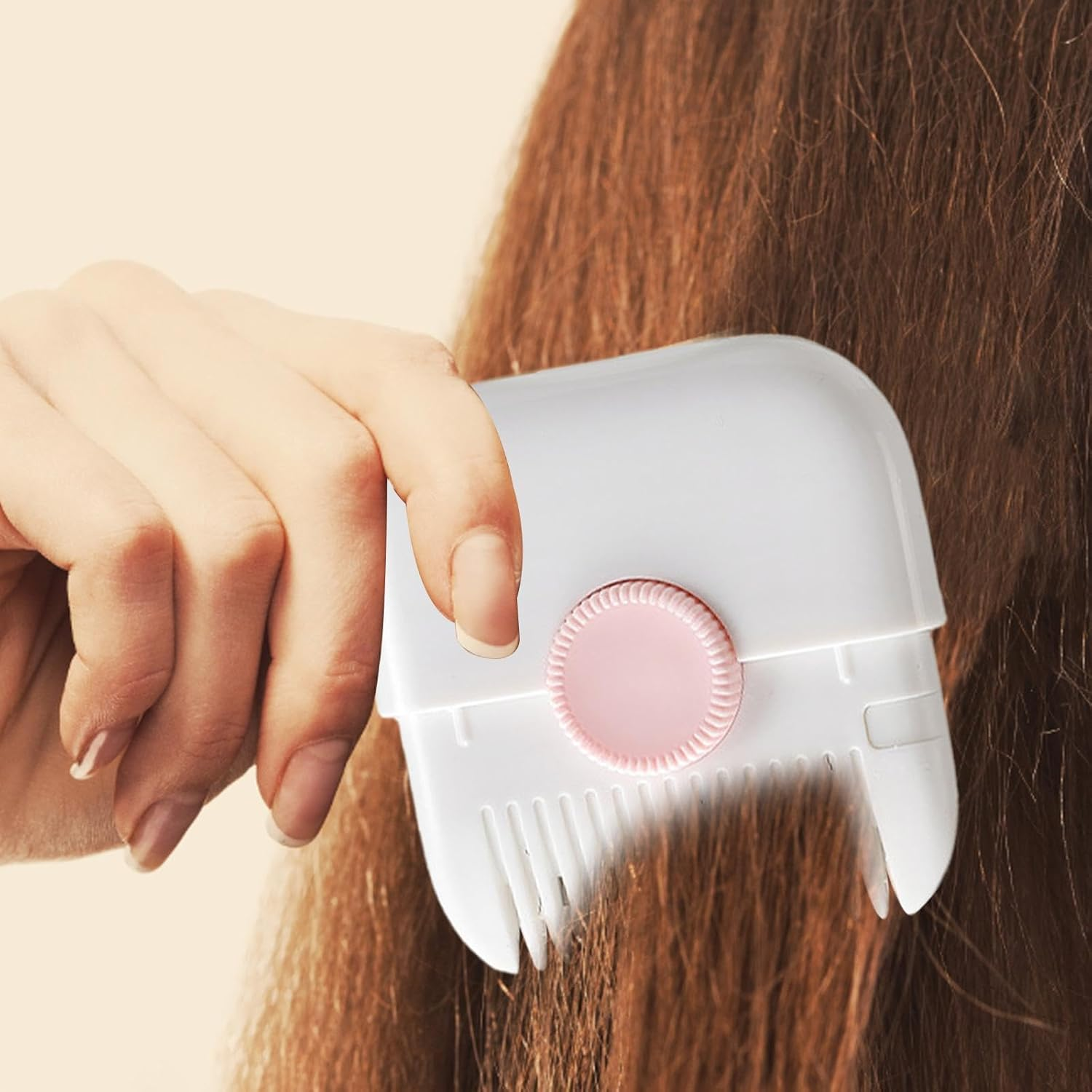 Hair Cutting Comb Mini Hair Fringe Cutter Portable Travel Size Convenient 2 in 1 Hand Tools Cutting Accessories, Pink image number 6