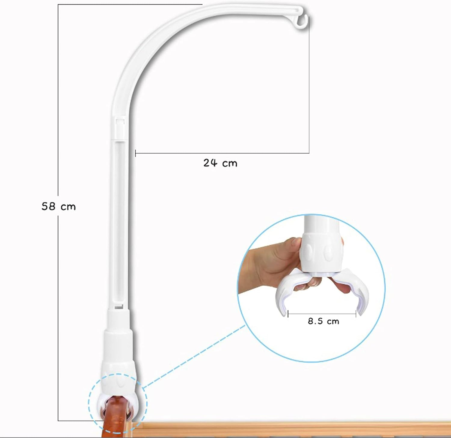 White Bracket Set Baby Crib Mobile Bed Bell Toy Holder Arm Bracket image number 1