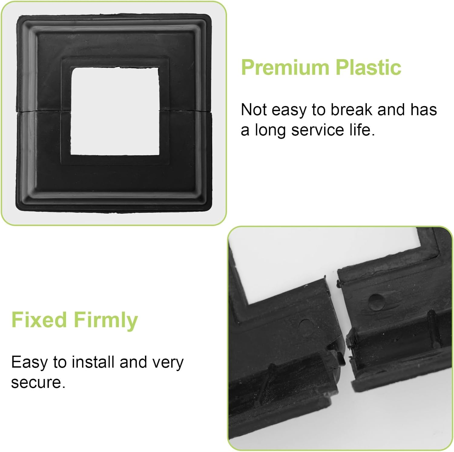 UFURMATE Post Base Cover, 6Pcs 50X50Mm Plastic Post Base Cover Plates Black Decorative Split Post Skirt Cover Square Railing Base Cover for Stair Handrail Fence image number 5