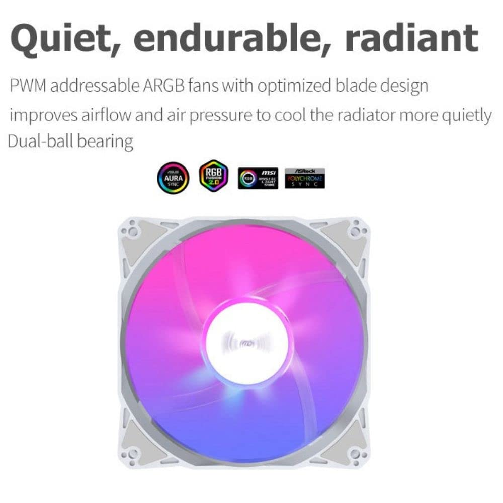 Almordor Spectre Pro 360Mm Liquid CPU Cooler with 3 RGB Fans, ARGB 5V 3Pin Sync, Liquid Cooling System for Gaming PC, Desktop, Computer Build, White image number 5