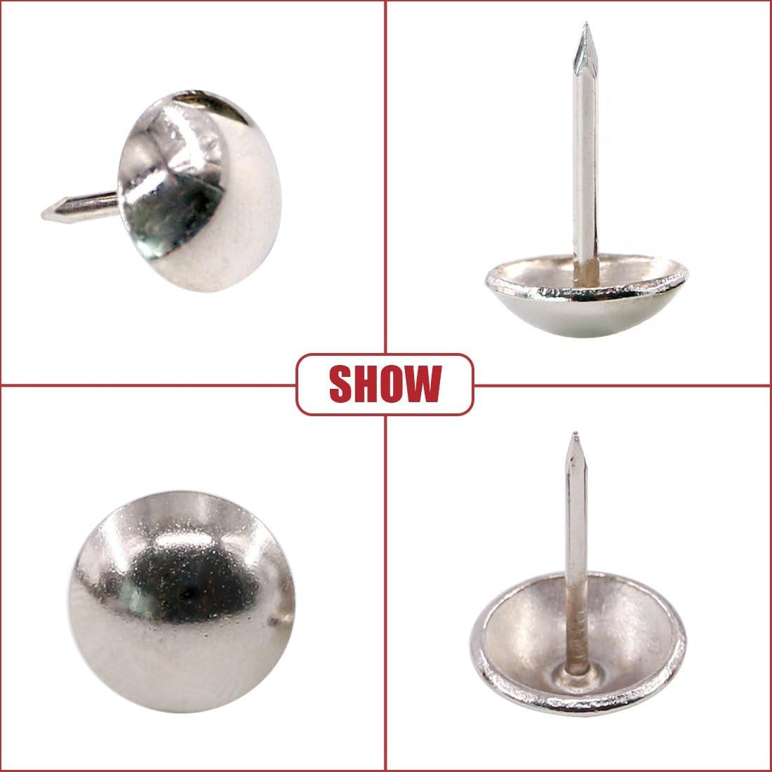 Hilitchi 200 Pieces 5/8'' (16Mm) round Dome Head Vintage Decorative Upholstery Nails Tacks Furniture Sofa Thumb Tacks Nails Pins with Clear Plastic Case (Silver) - Red Copper image number 4