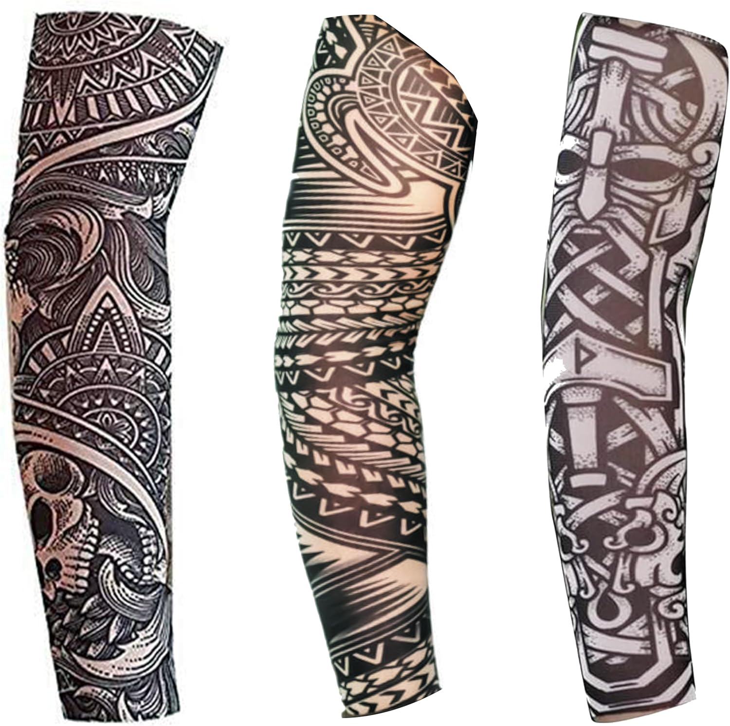 Tatodays Tattoos Sleeves for Kids Womens Small Adults Boys and Girls | 3 PCS Fake Tattoos for Rockstar Viking Pirate Hawaiian Samoan Tribal Gothic Fancy Dress | Womens Kids | Halloween Party image number 4