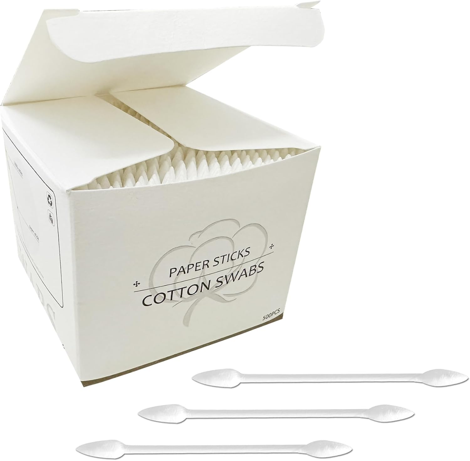 Pointed Tip Cotton Swabs,500 Count Cotton Buds,Double Precision Tips with Paper Stick for Personal Care and Makeup image number 6